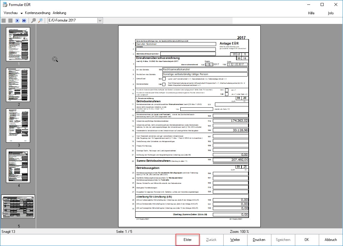 Fibu I Auswertungen E U Rechnung Elektronischer Versand Der Anlage Eur 2017 Via Elster Ra Micro Software Ag